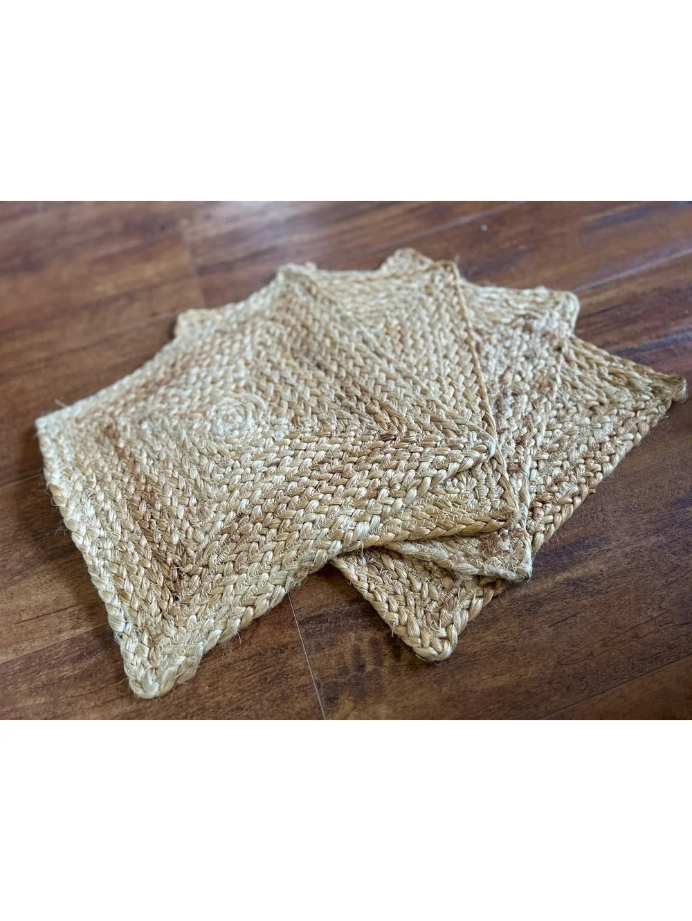 Set of 4 Square Braided Natural Fiber Coasters